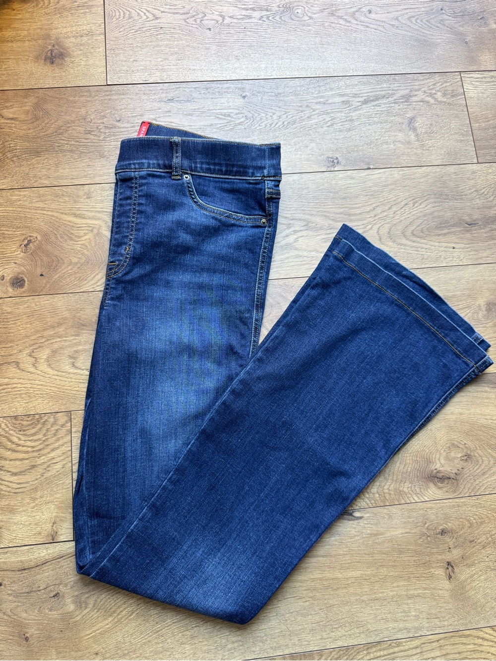 SPANX Navy Blue Flare-Leg Stretch Jeans